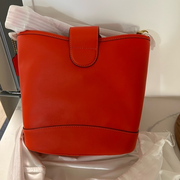 ❤️TALI BUCKET COACH LEATHER BAG❤️ RED/ORANGE - Picture 7 of 7